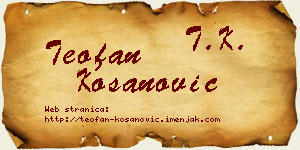 Teofan Kosanović vizit kartica